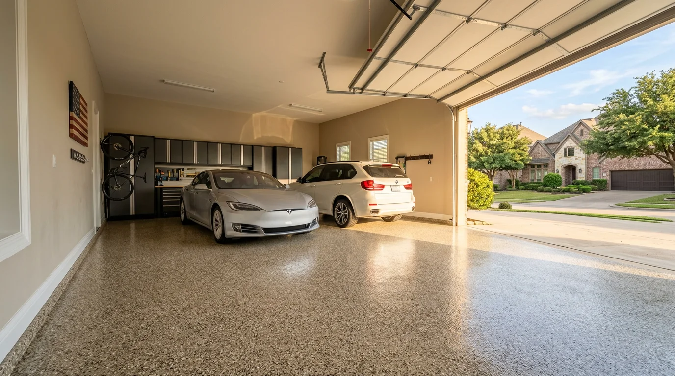 Plano garage floor with decorative epoxy coating